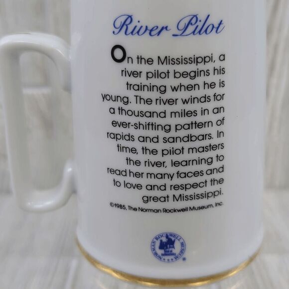 VTG 1985 Norman Rockwell Lot of 2 Collectors Cups Gold Trim Looking out to Sea - Picture 9 of 9